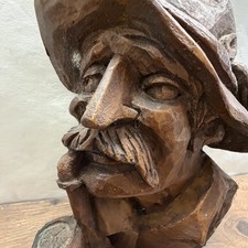 Vintage Holzfigur Jäger Kopf