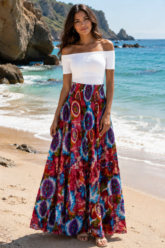 Damen maxi rock rainbow - damen,