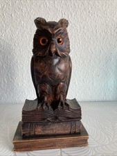 Eule Holz Geschnitzt Bücher