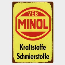 Blechschild veb minol - blechschild,