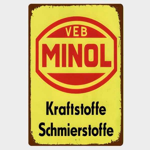 Blechschild veb minol - blechschild,