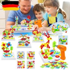 Spielzeug ab 3 Jahre Mosaik Steckspiel mit Elektrische Bohrmaschine Schrauben EU