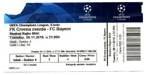 Ticket roter stern belgrad - roter,