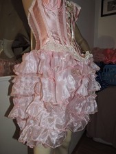 Sissy Petticoat Vollrüschen Panty Nylon Negligee XXL rosa Glasorganza