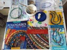 Perlenschmuck Perlenstickerei versch Bücher Anleitung und begonnene Reste Perlen