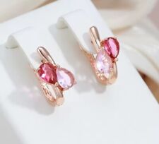 Damen Ohrringe/Ohrstecker 14k 585 RG Gold Rosegold Rosa Zirkonia 1,7 cm 