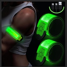 2stk LED Armband USB Akku Leuchtband Sicherheitsband Reflektorband Jogging Gehen