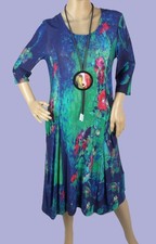 Leins Kleid Bluse Longshirt Tunika Tasche Bunt Abstrakt Ballon Viskose L 40 42