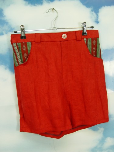 Upcycling damen shorts leinen - shorts,