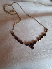 333 Gold Collier - Granat Anhänger - 8 Kt Gelbgold Halskette - Goldschmuck 40 Cm