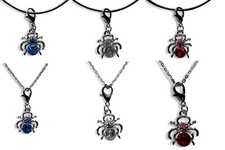 Leder oder Edelstahl Kette 2mm  40 - 75cm mit Charm Anhänger Spinne 2,1x1,7cm