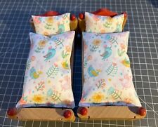 4 tlg. Bettwäsche Für Puppenstube Puppenhaus Kissen Decke Miniatur