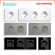 1/2/3Fach Wand Steckdosen Glas Panel Doppelt Steckdosen Weiss Einzel Steckdose