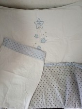 Babybettwäsche Kinderbettwäsche Sterne Blau Grau Weiß My Little Baby