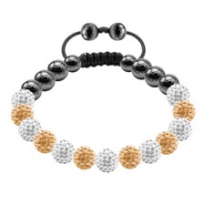 Tresor Paris Armband Mit Weiß und Gold Kristalle 8mm & Magnetit 018044