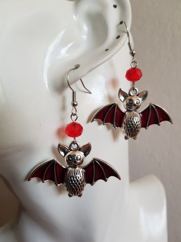 Ohrringe fledermaus rot - ohrringe, &