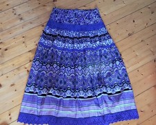 Zigeuner Rock Maxirock lila Paisley Muster Gr. 40