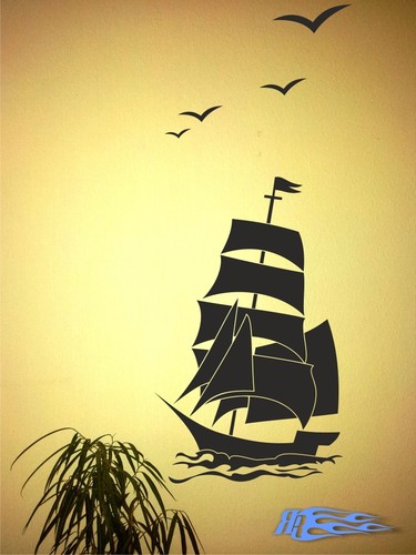 Wandtattoo segelschiff matt - wandtattoo,