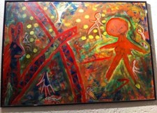 Acrylbild "Afrika"handgemalt abstrakt modern bunt 50x70cm auf festem Papier 