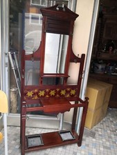 Antike Jugendstil Garderobe m. Original Antiken Fliesen Kacheln Mahagoni um 1910