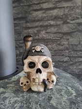 Totenkopf-Figur mit Schlange 12×10cm,Halloweendeko Dekoration Gothic