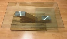 Couchtisch, Holz, Glasplatte, gebraucht, Eiche, braun