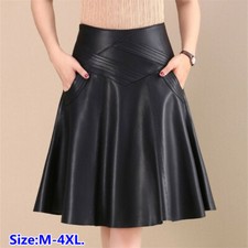 Damen Kunstleder Faltenrock