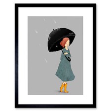 Mädchen im Regen Kunstplakat