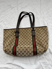 Gucci Abbey Leder Segeltuch Tasche