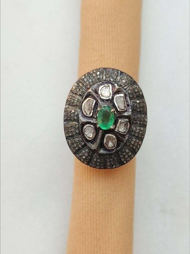 Grün smaragd raw diamantring - grün,