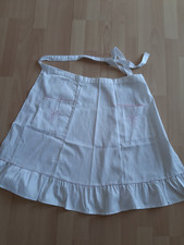 ? Kochschürze Halbschürze m. rosa gestickten Schleifen auf den Taschen m.Volant