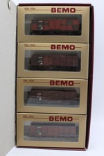 BEMO DC  HOe 7451 100 Güterwagen Set 4-teilig Hochbordwagen der RhB in OVP