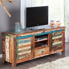 Einzigartiges TV-Board JAKARTA 150cm bunt recyceltes Massivholz Lowboard