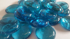 50 HELLBLAUE GLASNUGGETS Glassteine Muggelsteine Mosaiksteine Deko ca. 28-32 mm 