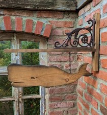 HÄNGESCHILD WAL POTTWAL PUB SIGN KNEIPE WALFANG HOLZ GUSSEISEN WANDKONSOLE NEU