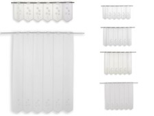 Nach Maß Scheibengardine Jacquard weiß Blume Bistrogardine Kurzgardine 6 Höhen