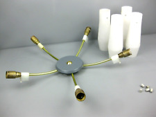 Deckenleuchte Spinne 5-flammig Lampe Milch Glas Messing Mid Century 50er 60er Jh