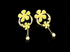 Pilgrim Ohrringe Ohrstecker mit Kettchen und Perlchen und grünen  Zirkonia