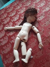 Puppe, Puppenkopf, SFBJ  252 PARIS, rote Haare/ Zopf, braune Augen Antik