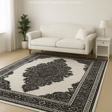 Teppich Orientmuster maschinengewebt schwarz Weiß Klassik klein groß  Barockstil