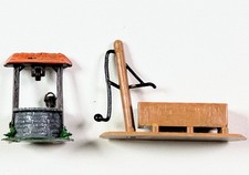 H0 Modellbahn 2 Brunnen Ziehbrunnen und Pumpbrunnen Handpumpe vintage