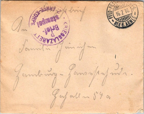 Germany 1916 feldpost 6th - no,