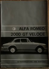 Betriebsanleitung und Wartung Alfa Romeo 2000 GT Veloce