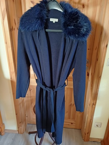 Dunkelblaue lange strickjacke - dunkelblaue,