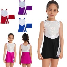 Kinder Mädchen Kleider Mit Shorts Pailletten Cheerleading Outfit Golf Kleid
