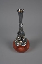 GLAS VASE MIT VERSILBERUNG Floraler Dekor