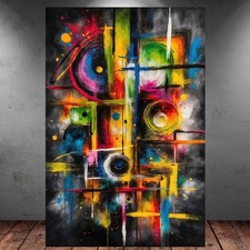 LEINWAND BILD ER XXL ABSTRAKT MODERNE KUNST GRAFFITI KREISE BUNT WAND POSTER