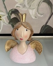Engel Louise mit Krone und goldenen  Flügeln Figur Skulptur Büste