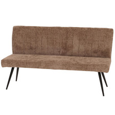 B-Ware Sitzbank MCW-K16, Rückenlehne Stoff Chenille Metall 160cm, braun