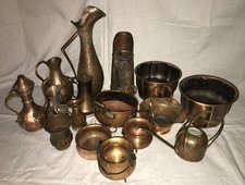 16-teiliges Kupfer Deko Konvolut – Kannen, Vasen, Schalen, Vintage Handarbeit